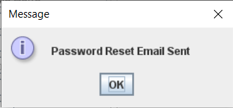 Emailing Password popup window from the My Settings window